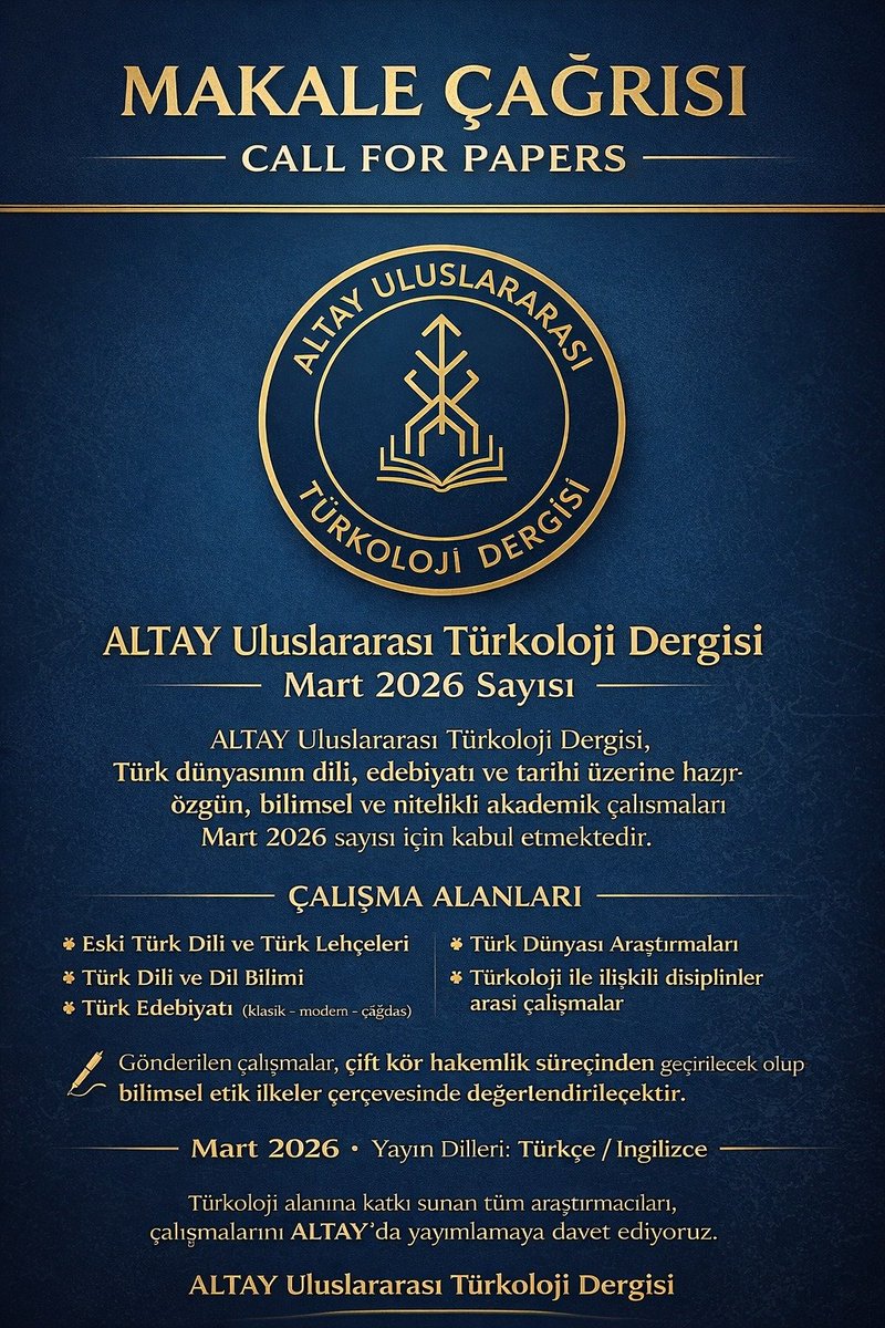 Altay Uluslararası Türkoloji Araştırmaları Dergisi share.google/rmYg6DsuJodPvW…