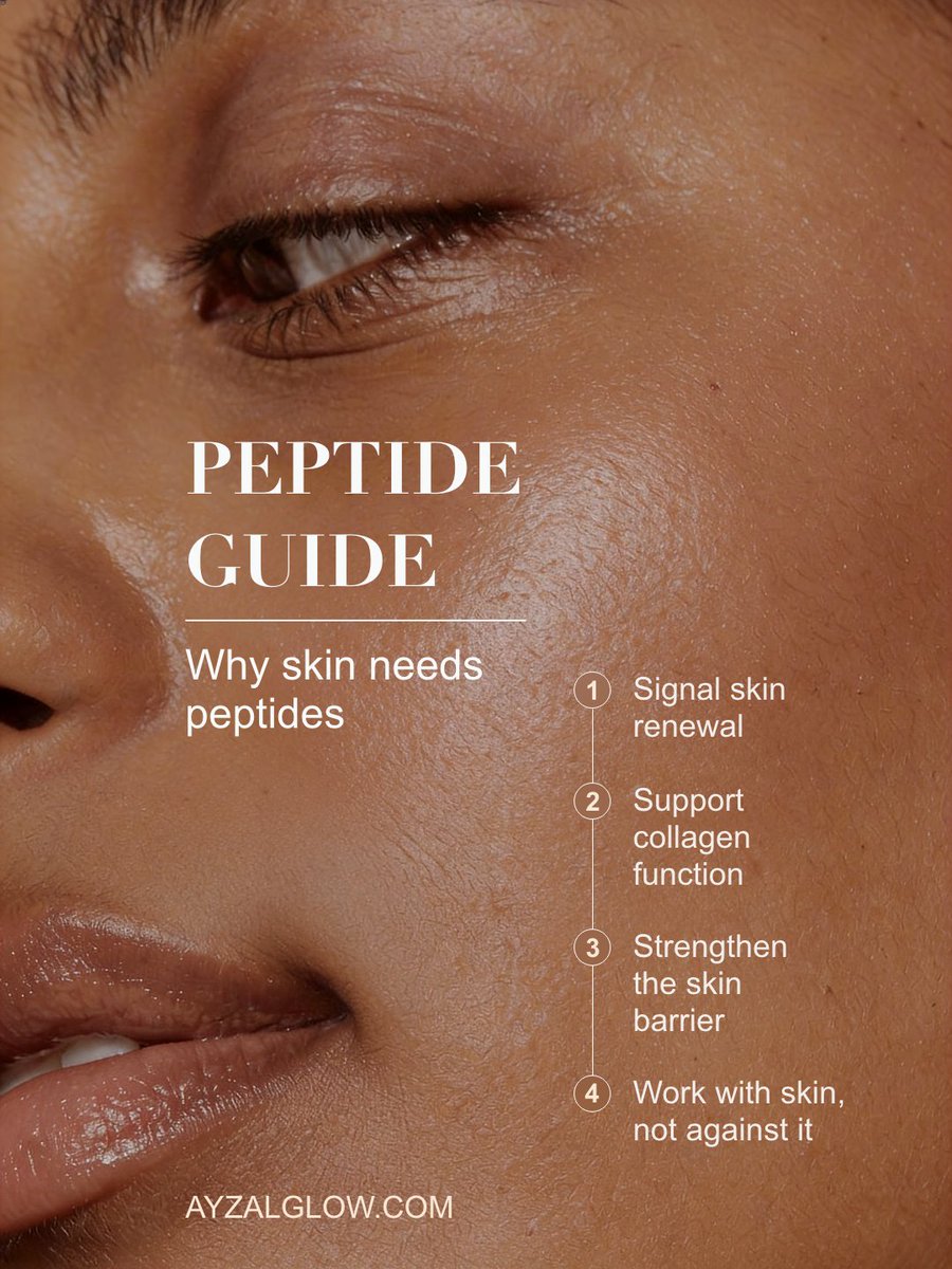AyzalGlow's tweet photo. 🧬 Peptides support how skin functions.

They help signal renewal, support collagen, and strengthen the skin barrier — working with skin, not against it.

That science-first approach is at the core of Ayzal Glow. https://t.co/GhXk9xIk0A