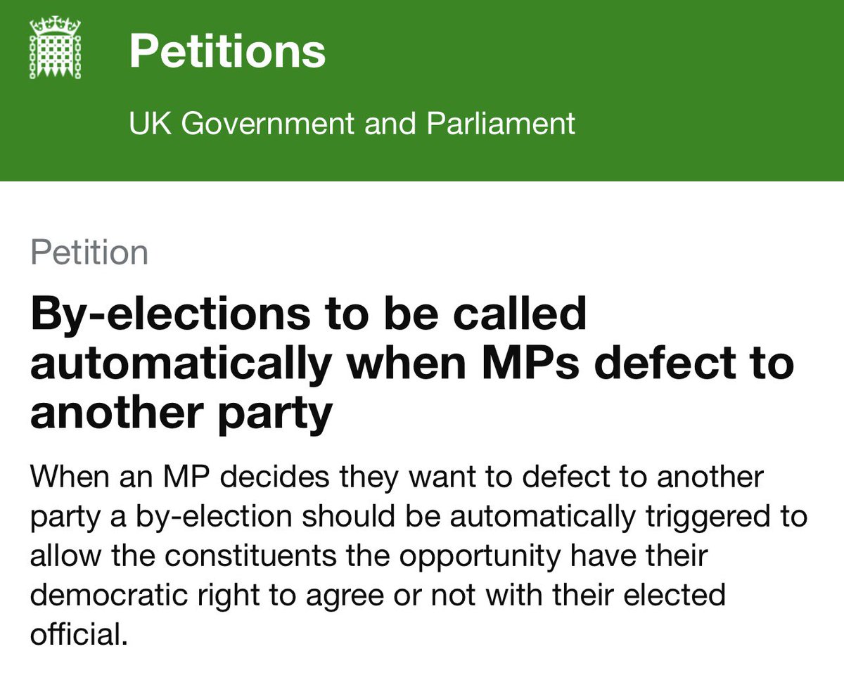 🚨BREAKING: Parliament is going to debate the petition – BY-ELECTIONS TO BE CALLED AUTOMATICALLY WHEN MP’S DEFECT TO ANOTHER PARTY on 16 March 2026! 

Contact/Tag your MP now and ask them to attend the debate and speak out in support 

petition.parliament.uk/petitions/7376…
