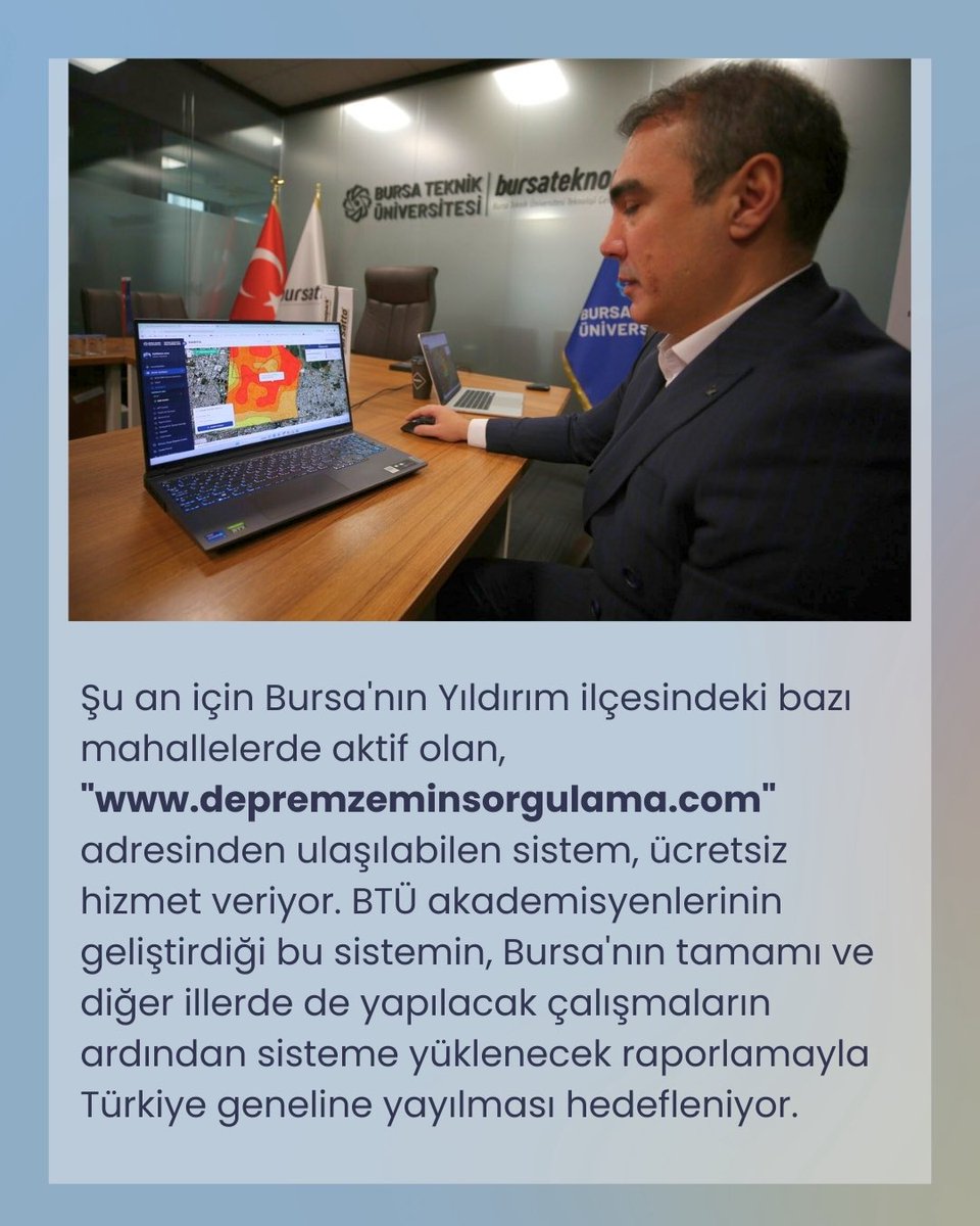 BursaTeknikUni's tweet photo. Bursa Teknik Üniversitesi (BTÜ) bilim insanlarının geliştirdiği yazılım sayesinde, zemin sıvılaşması bulunan bölgeler ile binaların risk durumu, yapım yılı ve depreme karşı dayanıklılığına dair bilgilere ulaşılabilecek.
🔗 https://t.co/vfxtg3r5il https://t.co/NFk344GRAn