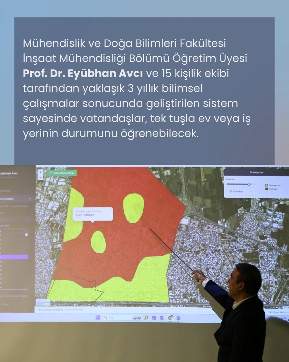 BursaTeknikUni's tweet photo. Bursa Teknik Üniversitesi (BTÜ) bilim insanlarının geliştirdiği yazılım sayesinde, zemin sıvılaşması bulunan bölgeler ile binaların risk durumu, yapım yılı ve depreme karşı dayanıklılığına dair bilgilere ulaşılabilecek.
🔗 https://t.co/vfxtg3r5il https://t.co/NFk344GRAn