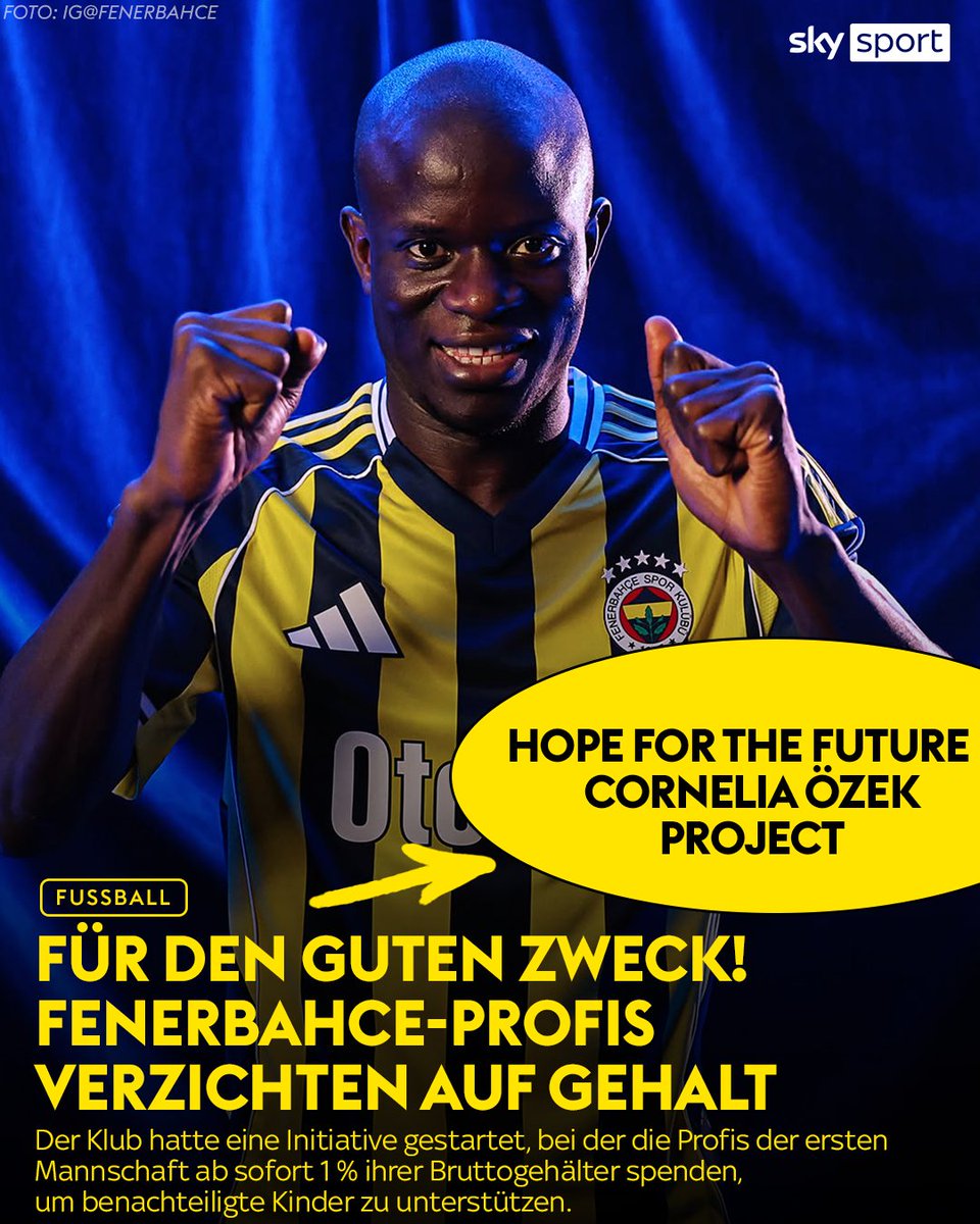 Kante (und Cherif) ist der erste Neuzugang, der am Projekt „Hope for the Future - Cornelia Özek Project" teilnimmt und 1% des Gehalts an benachteiligte/gehandicapte Kinder geht. 👏

📌 Der Klub hatte eine Initiative gestartet, bei der die Profis der ersten Mannschaft ab sofort 1