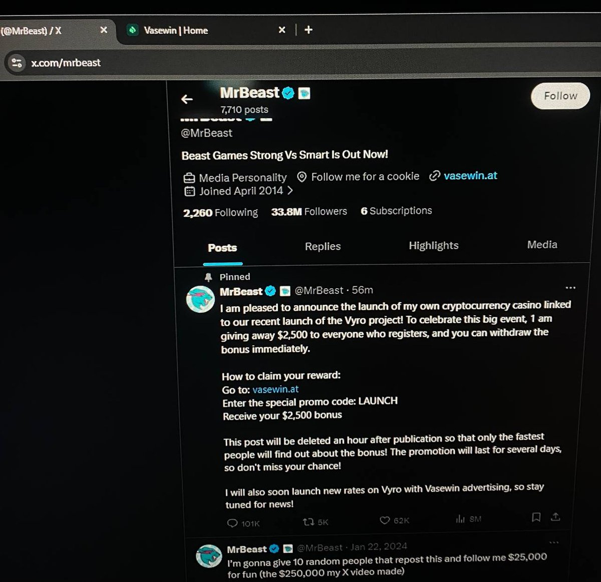 fecskeee11's tweet photo. @MrBeast Is this true or still legit? Bc i have deposit and get the promo code but i think i got scammed. Now i have my funds there and get it out.. @MrBeast 
Thank you!! https://t.co/P0mhsJr4NA