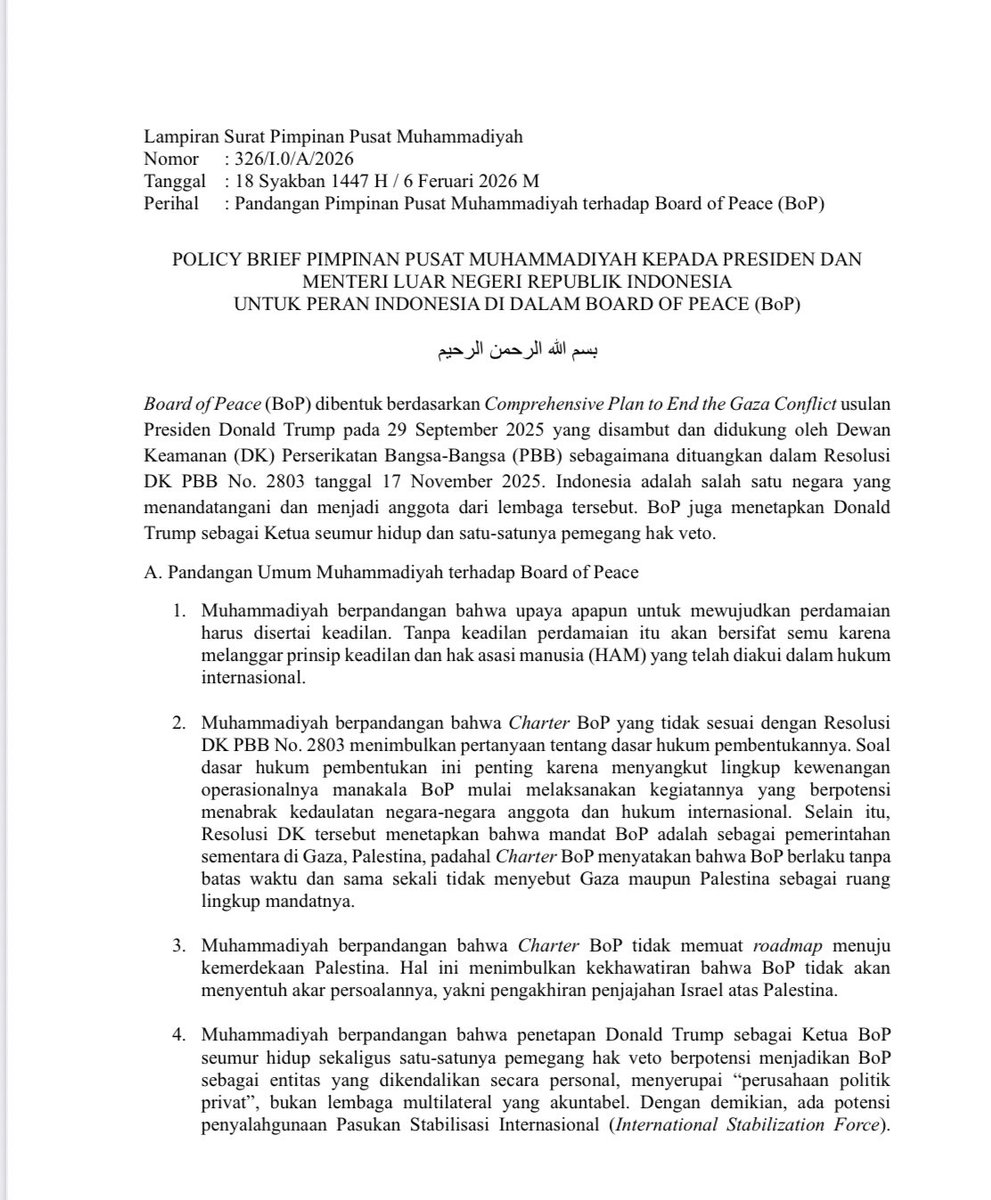 DosenGarisLucu's tweet image. Sikap Muhammadiyah terhadap Board of Peace.

Menyala 🔥