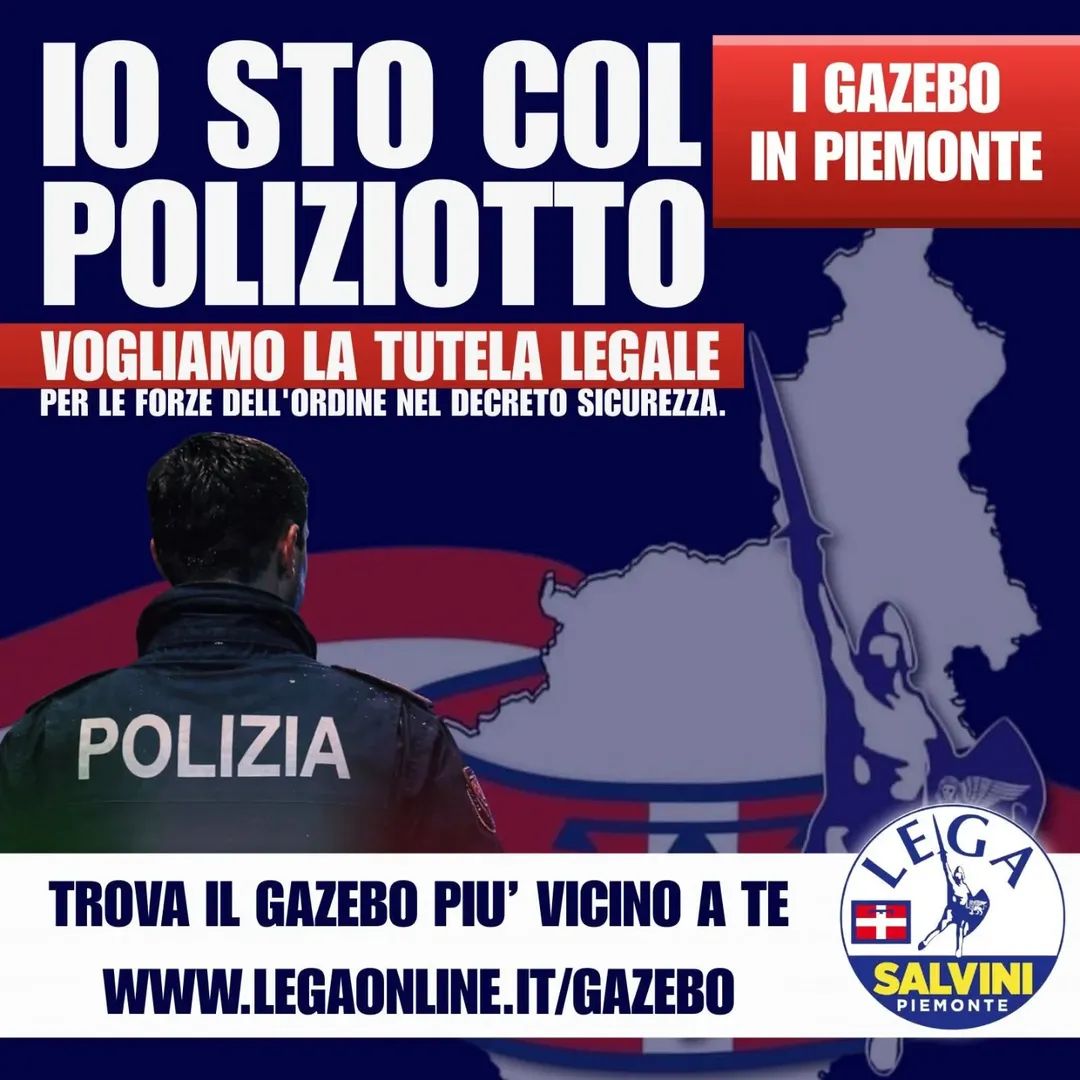 MgpPiemonte's tweet photo. 🔵 RACCOLTA FIRME “IO STO COL POLIZIOTTO”

Oggi e domani saremo presenti nelle piazze di tutto il Piemonte.

Cerca il gazebo più vicino a te qui: https://t.co/fjLvLOAS6Q https://t.co/C43Gy6Mxdl