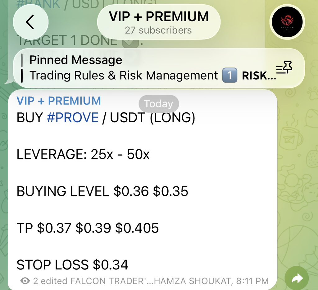 chriswilldoit1's tweet image. 👑 FALCON VIP TRADE RESULT 💯🏆

01 TARGETS SMASHED 🔝✅

#PROVE / USDT +141.25% juicy gain 🥇with (50x lev) 👑

Great Profits ☄️💰.

$ICP #DUSK #USDT #ETH #BTC #TRC20 #AR $MYX $AIA $BLESS #GRIFFAIN #RVV #Netherlands #USA #UK #Turkey #Slovenia $EPIC

👇 
t.me/+DlThFekX8iA1O…