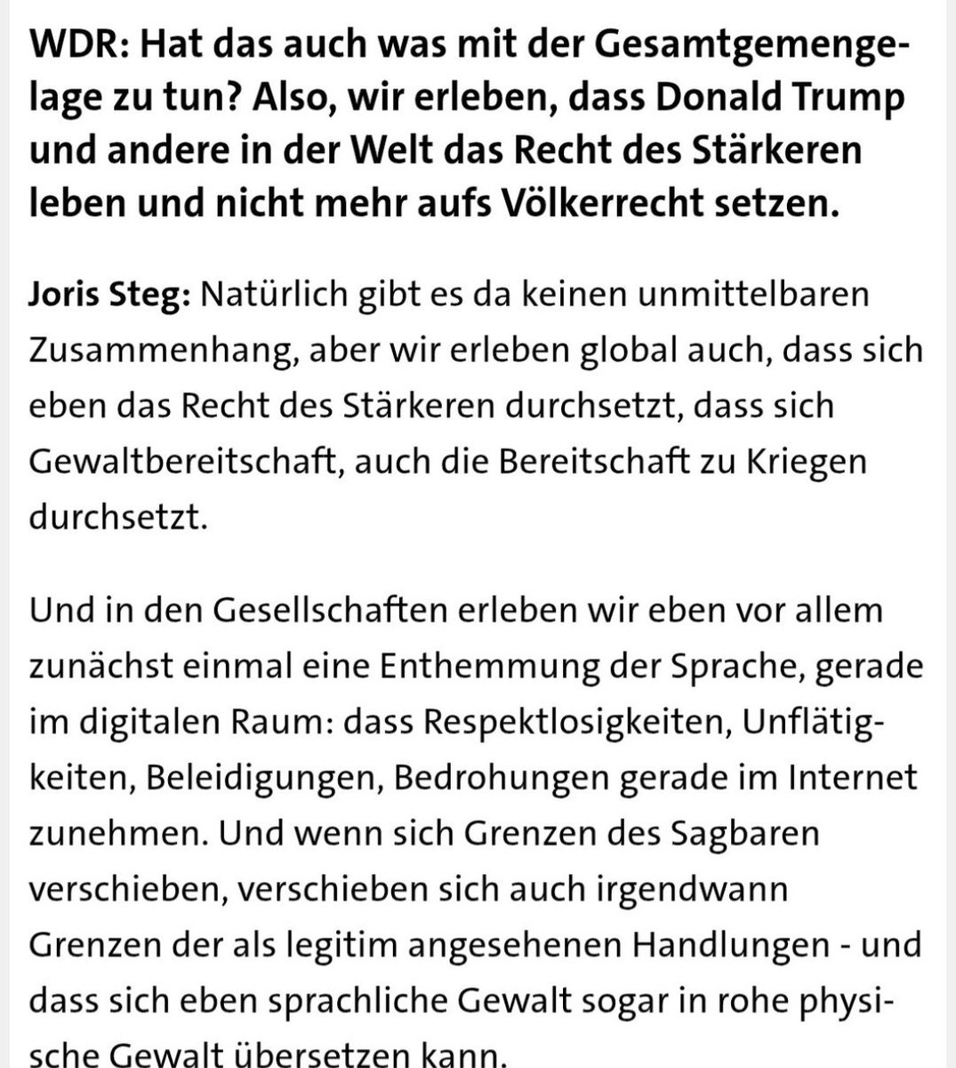 WDR Journalist möchte wissen, ob der tödliche Angriff auf den Zugbegleiter Serkan C. etwas mit Donald Trump zu tun hat. #OerrBlog