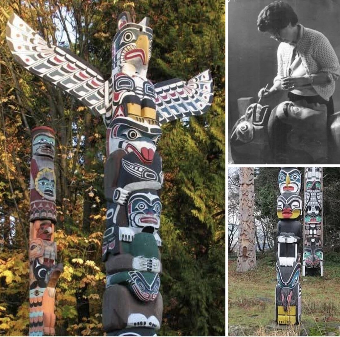 Ellen Neel (1916–1966), a Kwakwakaʼwakw First Nations artist and woodcarver, who was the first woman known to have professionally carved totem poles #WomensArt #IndigenousArtWeek