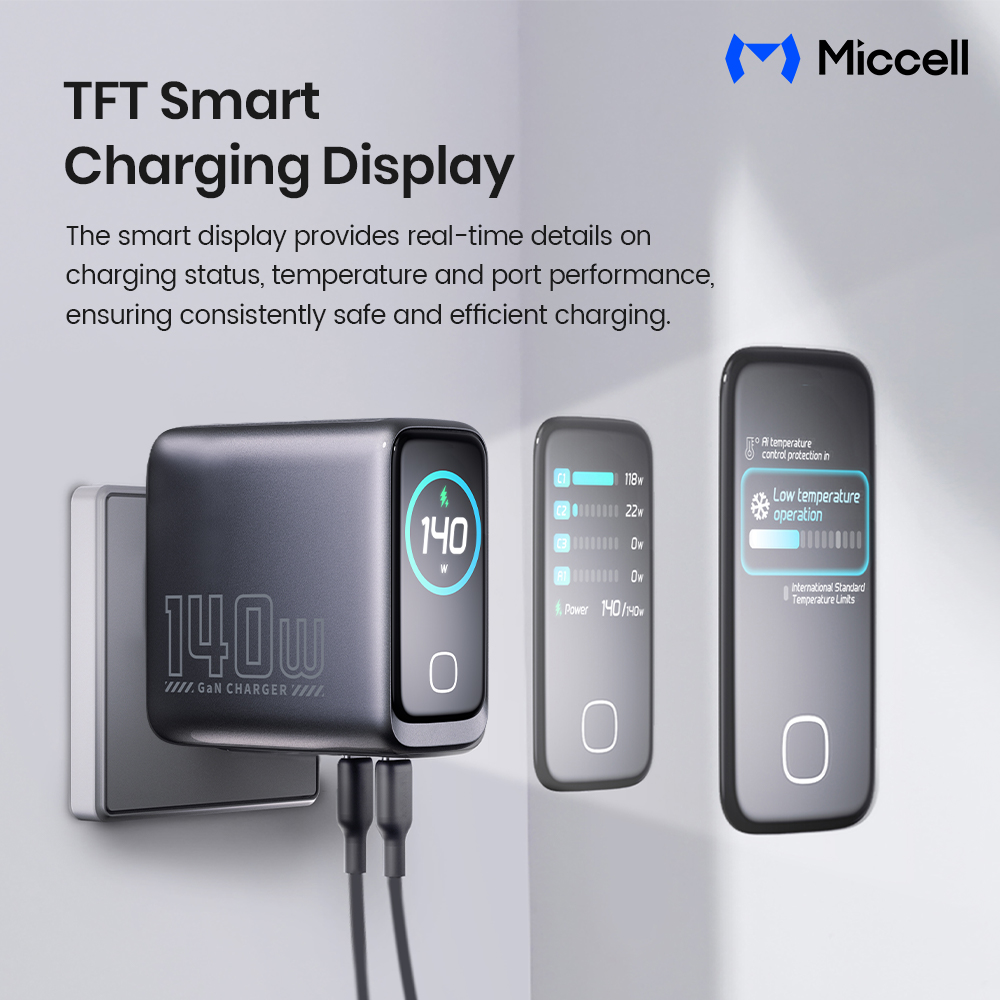 Miccelltech's tweet image. 💡Latest Innovation: T68 140W #LaptopCharger with #TFTScreen

✅Elegant, Compact, Powerful
✅Ultra-High #140W Fast Charging
✅Advanced TFT Color Display
✅4-Port Multi-Device Charging
✅Smart #Power Distribution
✅Comprehensive Safety Protection

Interested? Contact #Miccelll now
