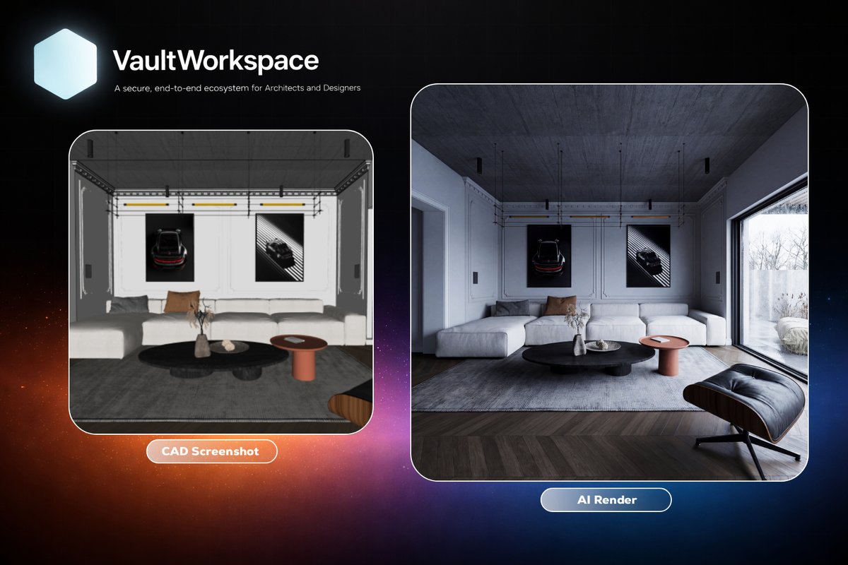 DavidRaymondRP's tweet photo. I vibe-coded @VaultWorkspace to kill the most painful part of our workflow: the rendering wait time.

I used to spend countless hours on lighting setups, material compositions, and shadowing. I remember back in 2013, waiting 20 hours for a single 4K render. The sleepless nights and the thousands spent on GPUs and licenses were exhausting. 📉

Until now❗

I’ve built an ecosystem that doesn't just automate 10% or 30% of my workflow; it handles 75% of the heavy lifting. (And I’m just getting started).

🖥️ No specialized hardware. 
🕝 No complex lighting setups.
🌟 Just your design, rendered in < 60 seconds.

I use this app every single day. It changed my life, and I had to share it with the world. 🔓

With @VaultWorkspace, I’m giving Architects and Designers their time back so they can focus on what actually matters: CREATING.

If you want to reclaim your workflow, join the waitlist now!

Founder Tier is filling up fast (11/50). Grab your 25% LIFETIME discount before the vault doors open to the public. 

👇 Secure your spot:
https://t.co/cur0EFqpZY

#VibeCoding #AI #SpatialOS #SaaS