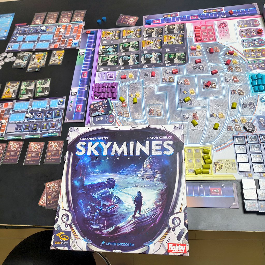 【ミニ庭@例文宅#1】
👨‍🚀SKYMINES
月面陣取りが熱い！情報量の多い割にアイコン表記なので言語依存0でかなり好み。モンバサリメイクですが宇宙デザインはやっぱり最高。得点計算も分かりやすい設計でした。
有明亭の福袋産ですが、いい出会いでした。久しぶりの最高評価を付けます:)