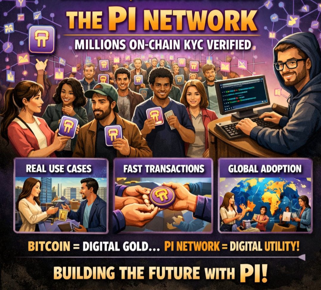 In 2026, people will still run behind #Bitcoin 🏃‍♂️💰
Digital gold ≠ real utility.

Meanwhile, developers are building 👉 #PiNetwork
Millions of humans. On-chain KYC. Real transactions. Real use.

Gold is stored. Utility is used. 🚀
