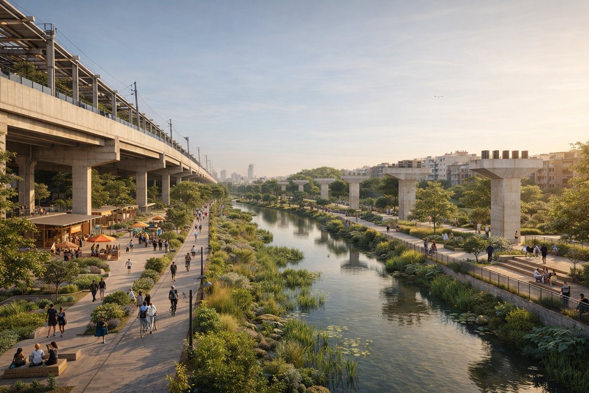Delhi isn’t land-starved.
It’s imagination-starved.

Canals, nalas, and edges of infrastructure lie wasted while people lack public space, shade, clean air, and places to move.
Delhi Master Plan 2041 already talks about blue-green networks, public space, and sustainable mobility.