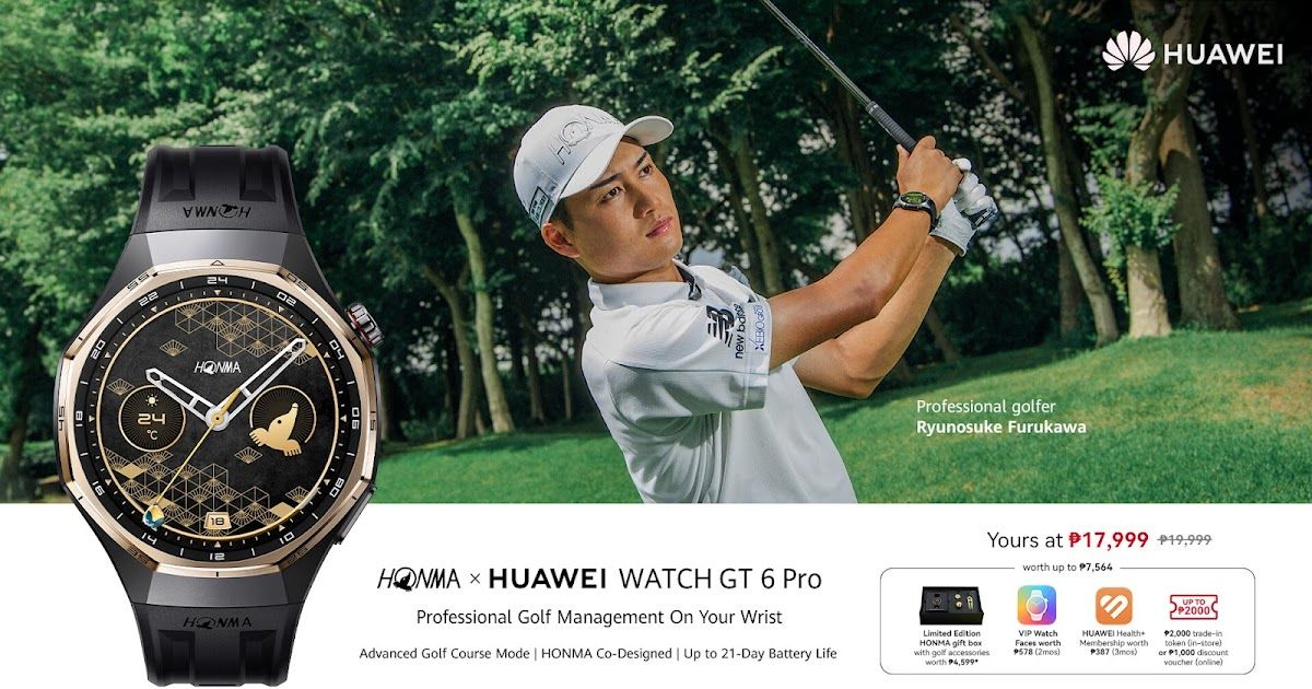 TekkiePinas's tweet image. Luxury meets precision on the green ⛳⌚ The HONMA x HUAWEI WATCH GT 6 Pro blends elite craftsmanship with pro-level golf intelligence—now available for PHP 17,999. Game on in style. 🏌️‍♂️✨ #SmartWearables #GolfTech #LuxuryTech 

Read 🌐 buff.ly/2fNgStz