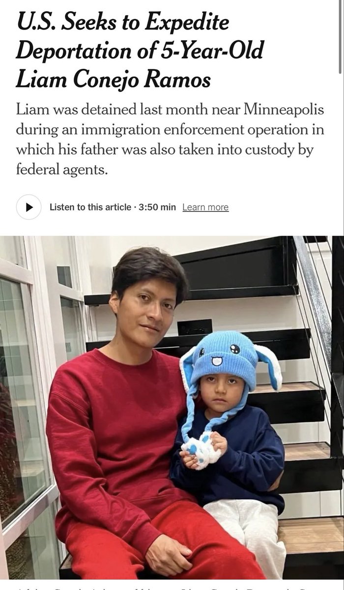 broadwaybabyto's tweet photo. Why is the government is so threatened by Liam Ramos and his family?

Liam is 5 years old. He’s not a dangerous criminal.  

Why is the regime desperate to deport him?

It’s because he captivated the nation. He made people angry with ICE. 

Hope is the enemy of fascism. https://t.co/eI9LW0gCmE