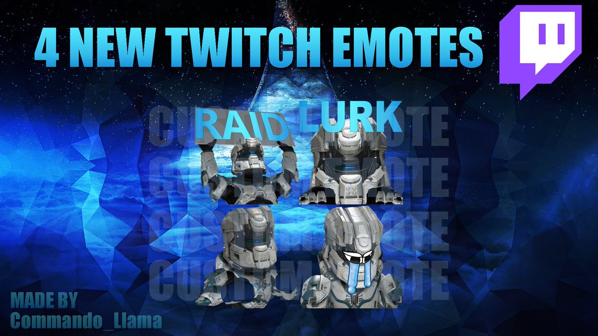 commando_llama's tweet image. After 4 Years I have brought in 4 new emotes that i’ve made💙

(Damn I didn’t even think its been that long I need to get some more emotes in hopefully this year)

#twitchstreamer #twitch