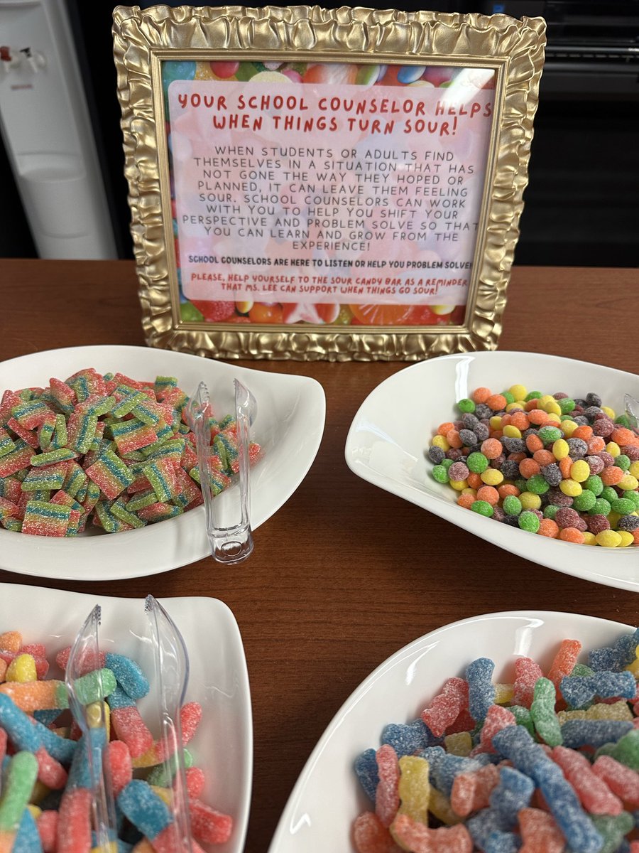busybeeanalee's tweet image. It’s Day 5 of 🍬 #NationalSchoolCounselingWeek.  School counselors are here to support when things go sour, salty, sweet, bitter, or all of the above 😅 As a fun reminder our @OakSpringsElem staff enjoyed a sour candy bar! #NSCW26 

✨@OSEPROUD1 @abooe51 @PamMart40879645