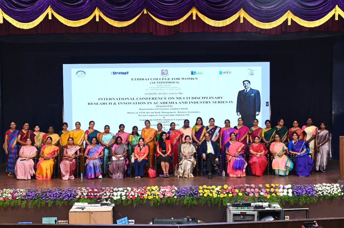 ECWChennai's tweet photo. Ethiraj College for Women hosted a 2-Day Intl Conference on Multidisciplinary Research & Innovation with StartupTN, IFFAI & CHOOLS, uniting industry & academia for impactful collaboration.@TheStartupTN @Chools_Group @icfaiofficial @mike_vmm
#MultidisciplinaryResearch https://t.co/RH468jvPWl