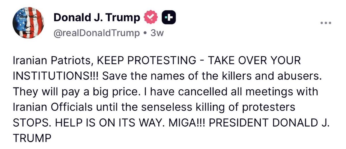 History won’t forget this one!
And it wont give you a second chance!!
Do it NOW!! 
<a href="/realDonaldTrump/">Donald J. Trump</a> <a href="/POTUS/">President Donald J. Trump</a> <a href="/SecRubio/">Secretary Marco Rubio</a> <a href="/PeteHegseth/">Pete Hegseth</a> 
#iran