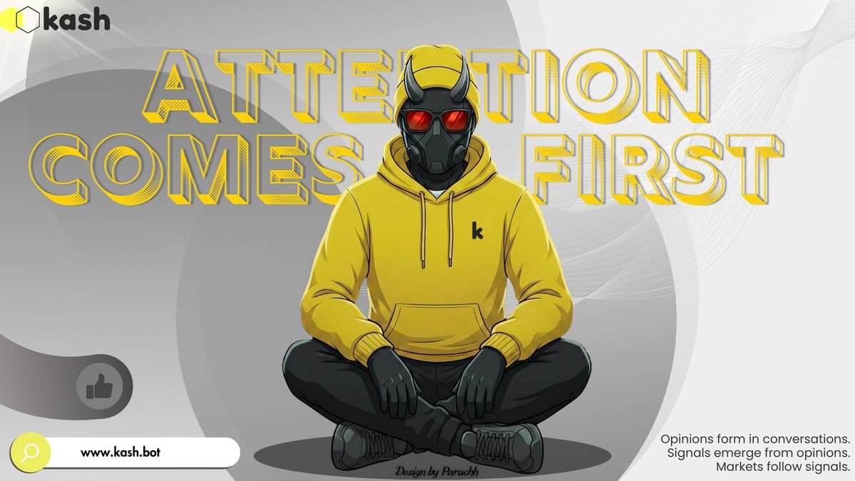 ValueCryptoClub's tweet image. We’re used to thinking that markets are about money.
But in reality, they have always been about attention.

Where attention goes, opinions form.
Where opinions form, signals emerge.
And where there is a signal, a market already exists, whether we notice it or not.

@kash_bot is