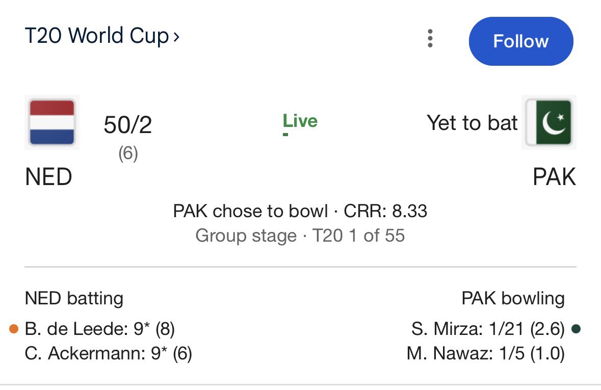SilentThe41134's tweet image. Pakistan is getting cooked by the Netherlands in T20 World Cup♥️🔥

#PAKvsNETH #T20WorldCup