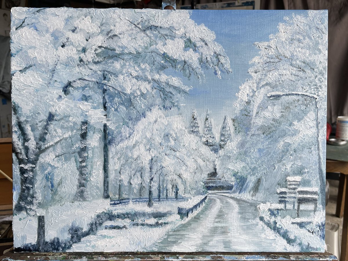 少し加筆しました。サイズはF8です。この風景は1月30日の大雪を見て