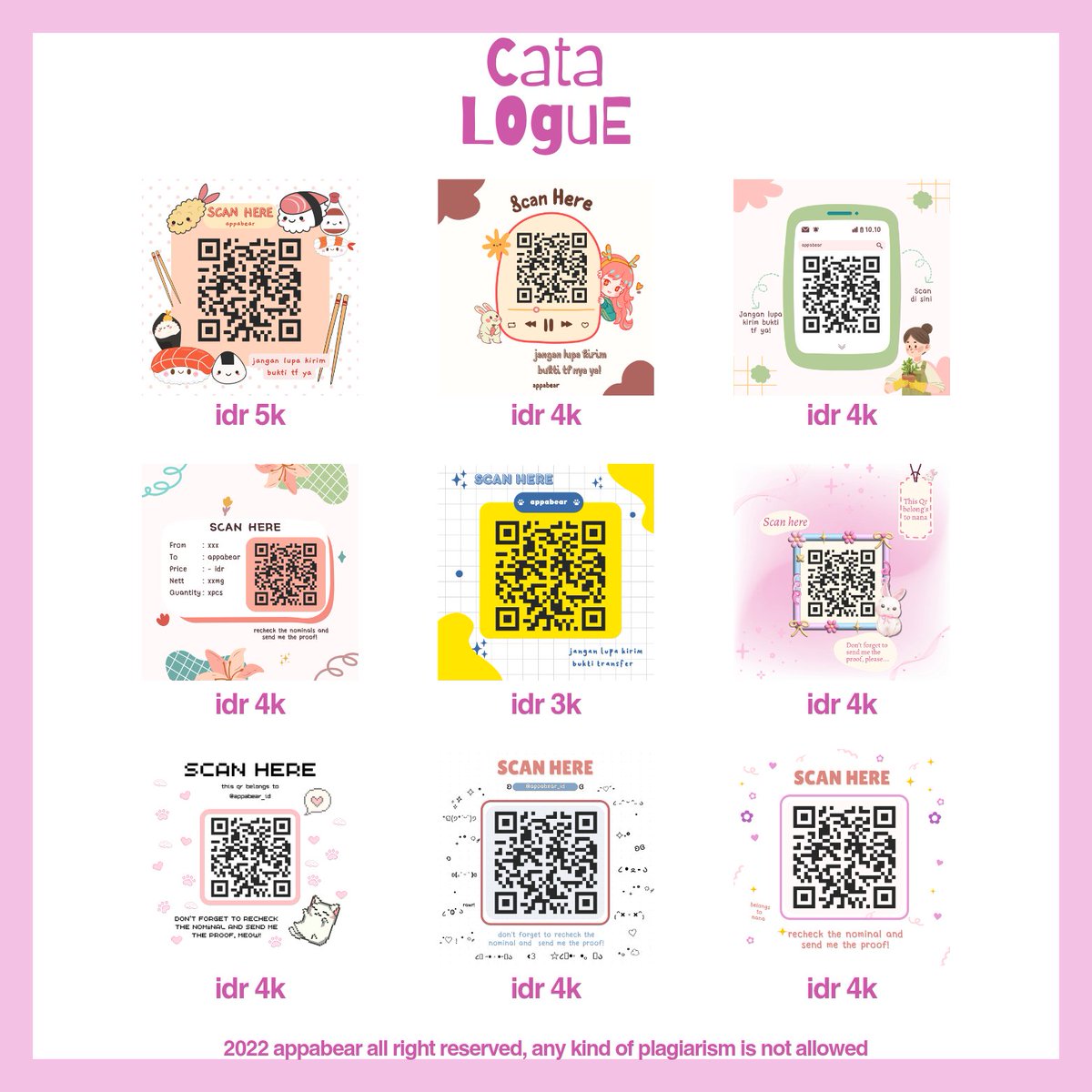 hai, lagi cari qris deco? 🧸🥢
aku open qr deco nih!
💰 3.000 - 5.000
🎨 pengerjaan fast (rush no fee)
🧺 avail all e-wallet
☎️ wa.me/6289687601329
#zonauang