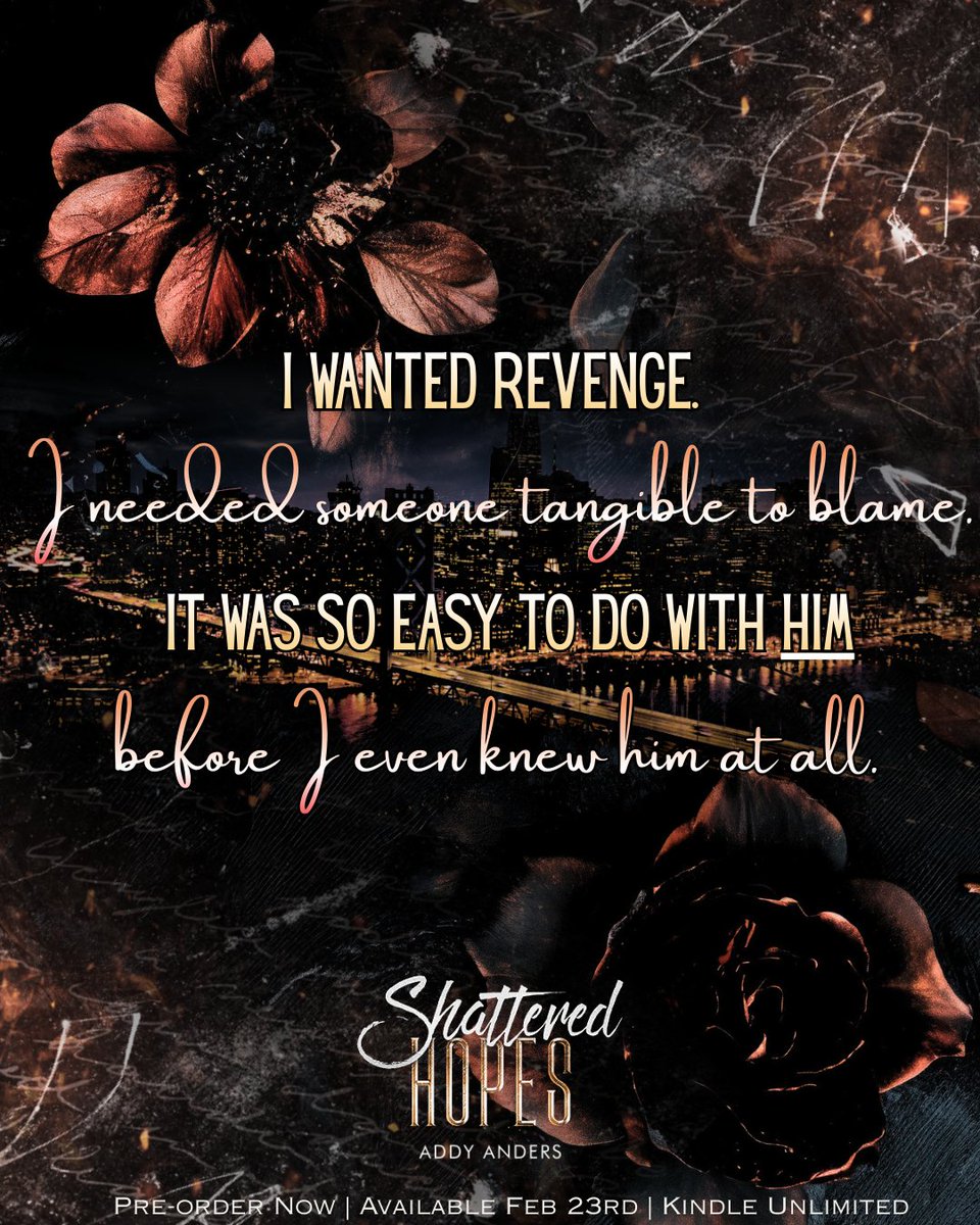 📷 𝐓𝐄𝐀𝐒𝐄𝐑 𝐁𝐋𝐀𝐒𝐓 ➜ Shattered Hopes (Letters of Ruin) by Addy Anders is coming 2.23 #PreOrder your copy today!
➜ mybook.to/vqcc7wk