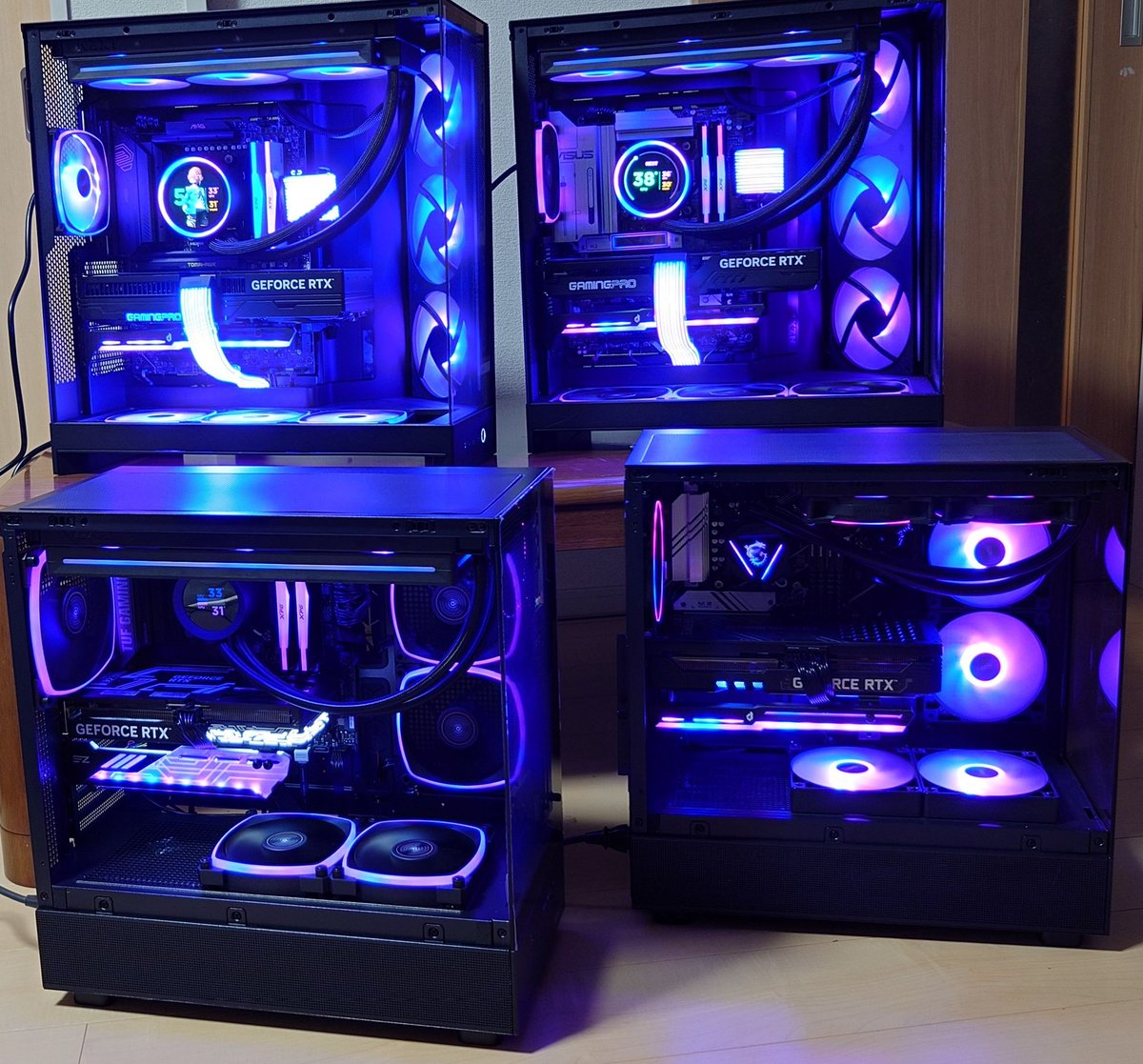 Ryzen9                   core
9950X3D              ultra7
5080                      5070ti
64GB                      32GB

Ultra5                     i5 13400f
5060ti                    3070
32GB                       32GB

熱出すぎて
パソコン屋さん開けそう
右下はねぇねにあげねば