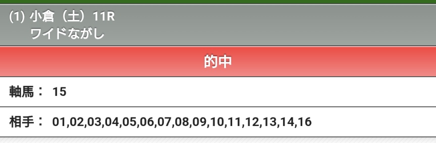 小倉11R
小倉、京都は見するつもりだったけど