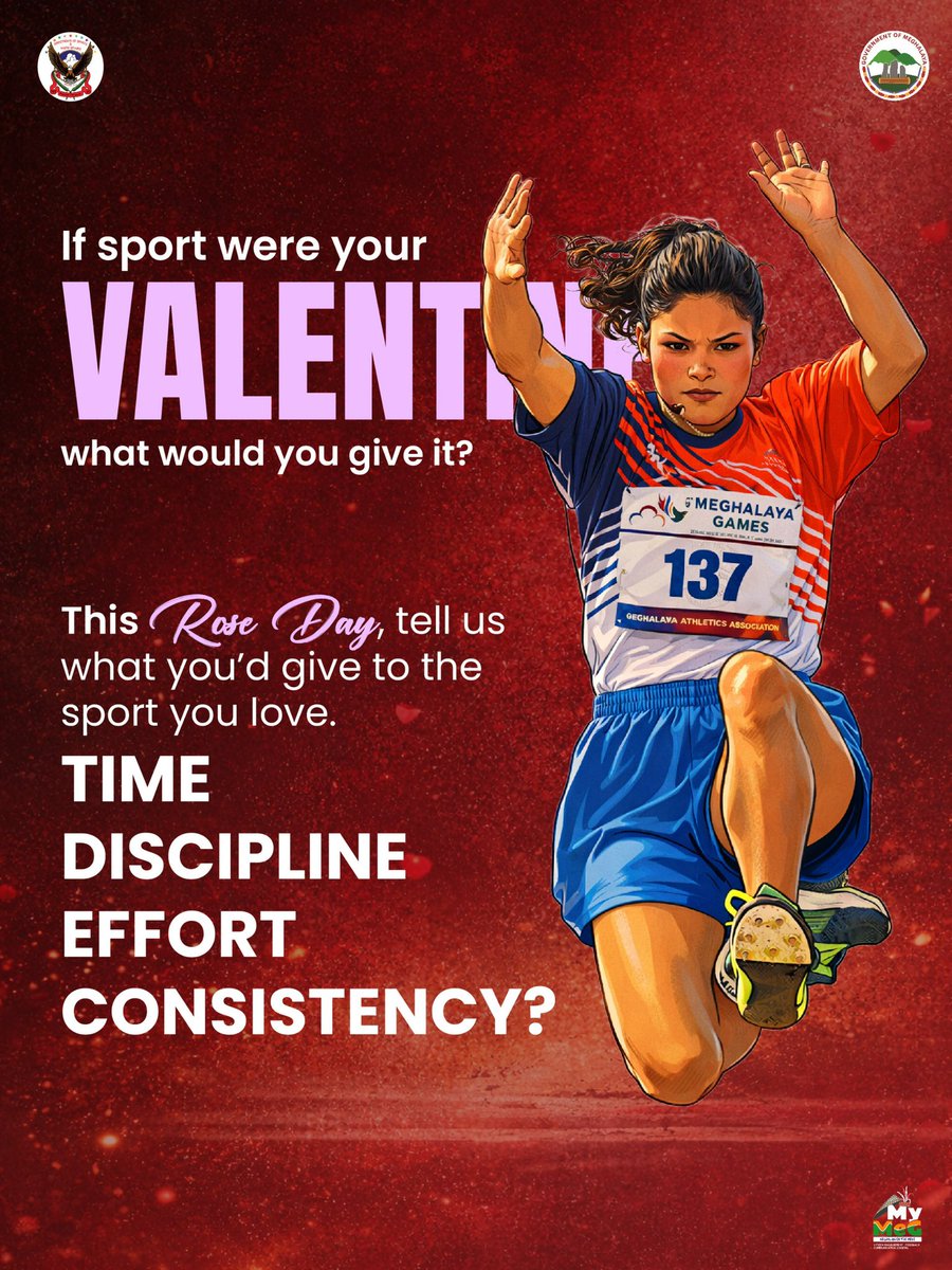 DSYA_Meghalaya's tweet photo. This Rose Day
What would you offer the sport you love most?
Your time β±οΈ, discipline πͺ, effort π₯, or consistency πββοΈ?
Tell us in the comments and celebrate the love that builds champions.
#RoseDay #MyTrueLoveIsSport #LoveForSports #DSYA #Meghalaya https://t.co/ZbokmCOakt