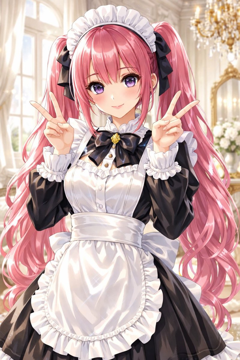 にじぴっぴ 参加させて頂きます 今日はピンクツインテのメイドさんの