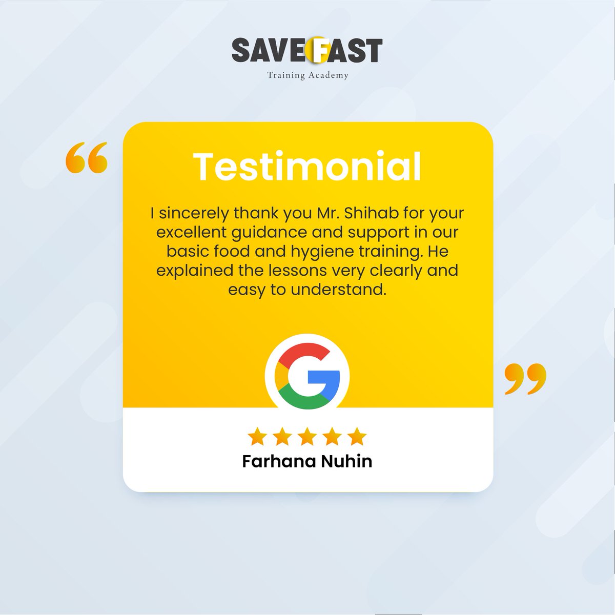 save_fast's tweet photo. Don’t just take our word for it
See what participants say about their experience with SaveFast’s expert-led safety training
Every review motivates us to keep improving because your safety is our purpose

#ParticipantVoices #SafetyMatters #SaveFastExperience https://t.co/EQPpGyioQS