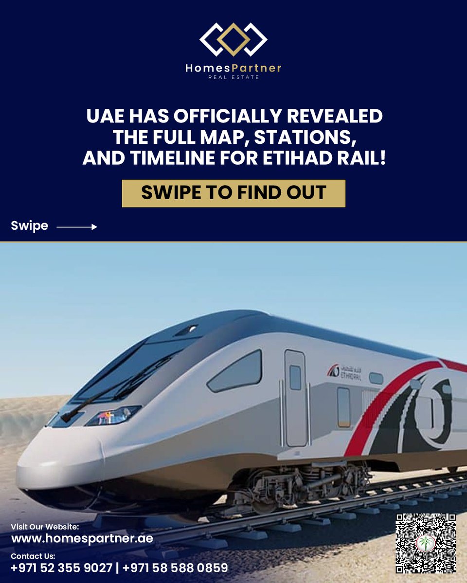 homes_partner's tweet photo. Etihad Rail will revolutionize transportation in the UAE by delivering a fast, safe, and sustainable rail network for passengers and freight.

#EtihadRail #UAETransport #FutureOfTransport #SmartMobility https://t.co/KcPFFoKXFz