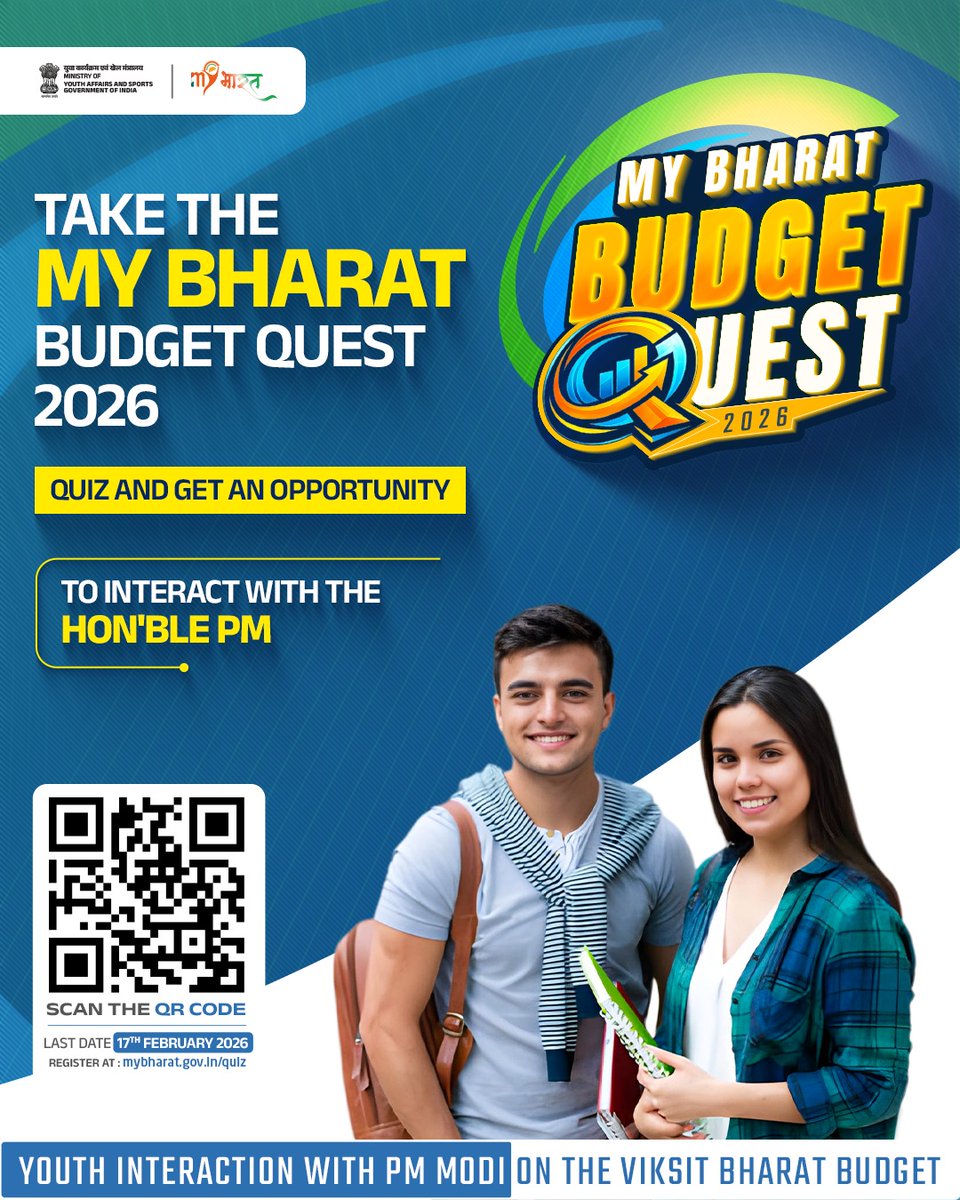 MYB_Tiruvarur's tweet photo. MY Bharat Tiruvarur- Participate #mybharatbudgetquest2026, It offers young citizens a platform to share ideas on education, employment, skills and innovation for Budget 2026.
For more information, visit: https://t.co/YfToV2L4N4 https://t.co/oRYc8vPryh