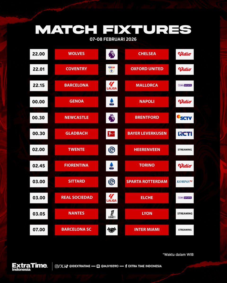 idextratime's tweet photo. #JadwalBolaETI Malam Ini!

Tambahan ada Final Piala Asia Futsal, Indonesia vs Iran pukul 19.00 wib 🥵 https://t.co/DhaZBz2Pta