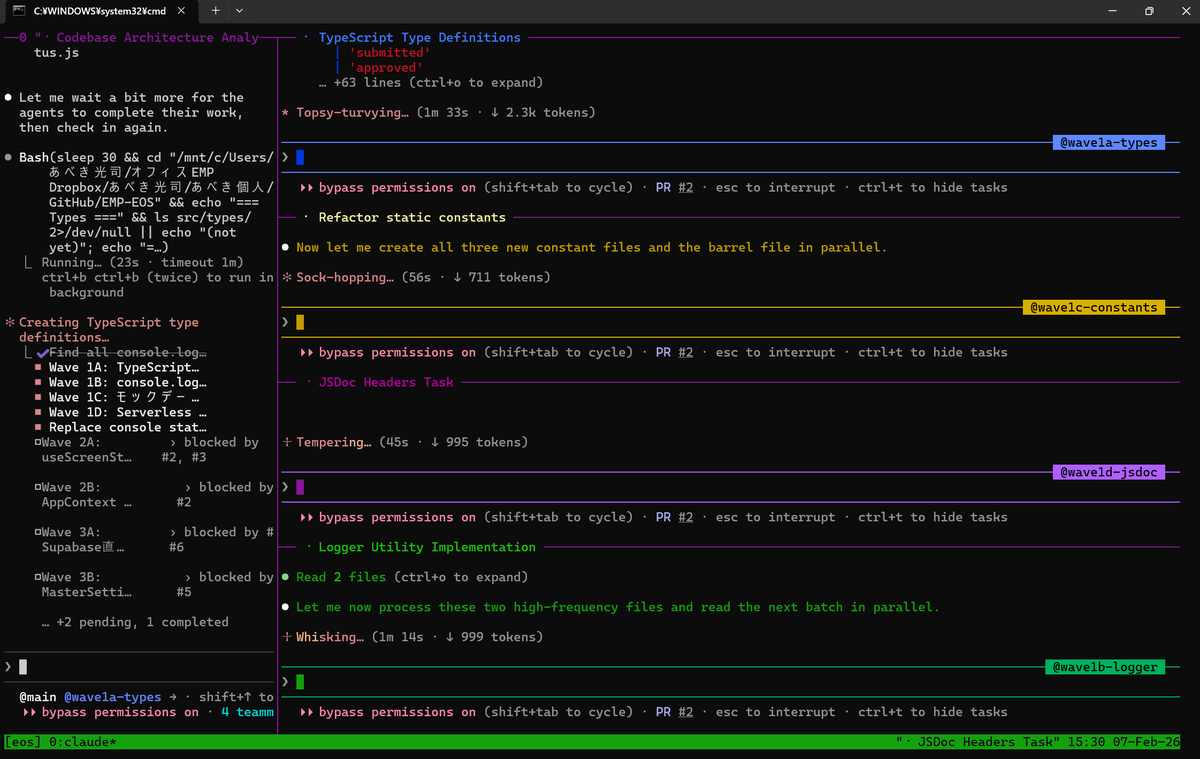 Claude 4.6のエージェントチーム機能、
正直……すごすぎる。

今まで僕がやってた仕事、
本当に“消えた”。

今朝、ここからやろうと思っていたことを書き出して、
１週間でやるぞ！って思ってたのに、
僕が違う仕事をしている間に、気がついたら、２時間で終わってた。