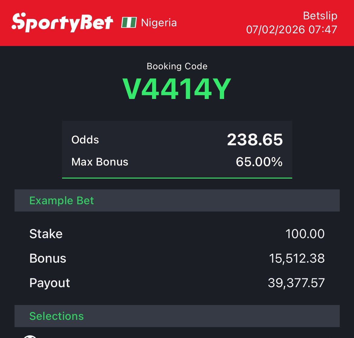 Weekend 1up 
20games 200+ odds
V4414Y