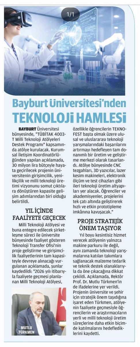 Bayburt Üniversitesi’nden teknoloji hamlesi 👇🏼
<a href="/Bayburtedu/">Bayburt Üniversitesi (BAYÜ)</a> <a href="/MilatGazete/">Milat Gazetesi</a>