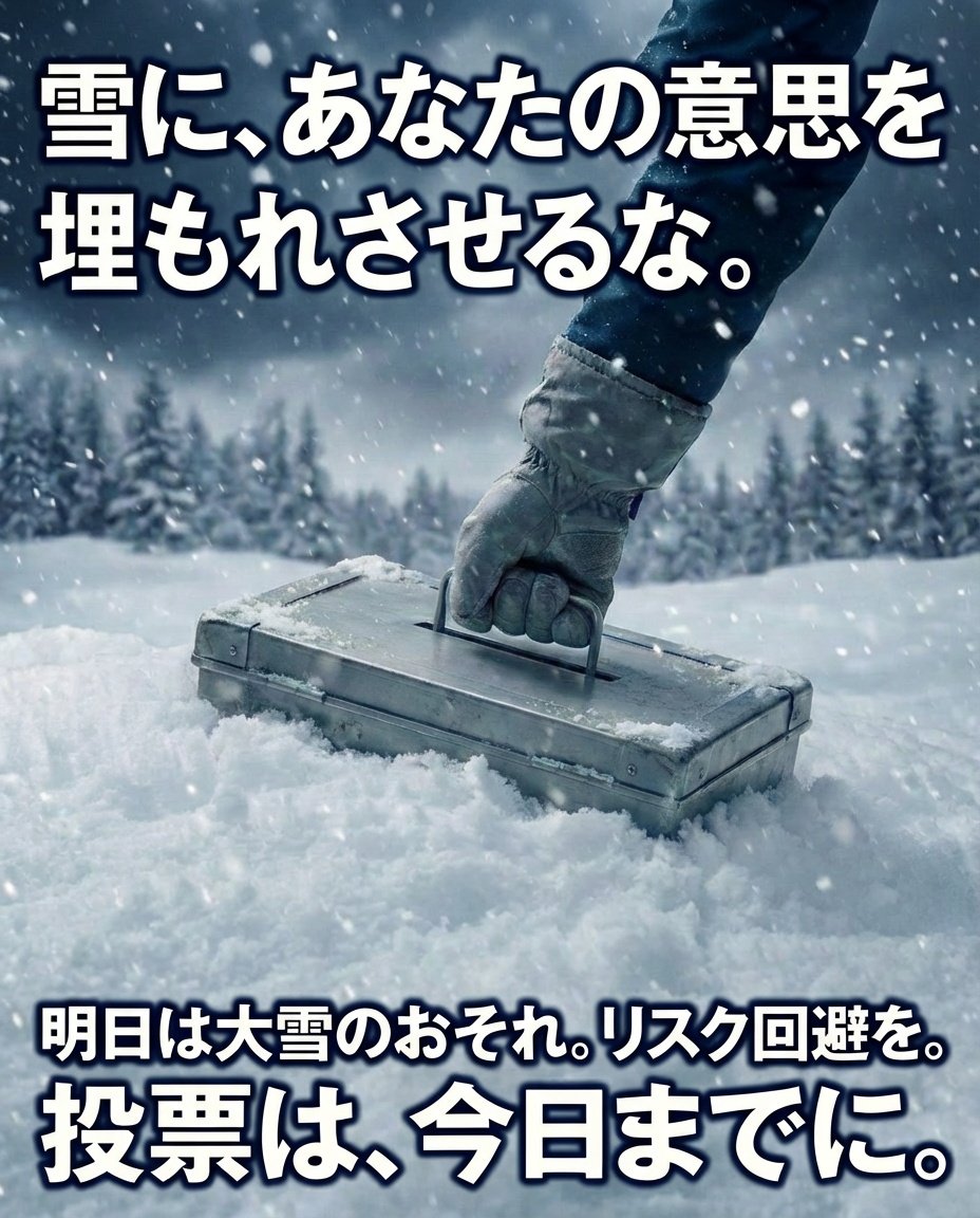 【緊急】まもなく、猛烈な雪になります

明日8日（日）は、島根県全域で
警報級の大雪になる恐れがあります。
「明日行こう」と思っていたら、
家から出られなくなるかもしれません。

雪に、あなたの意思を消させてはいけない。
天候ごときで、未来を諦めてはいけない。
「今、動けるうちに」