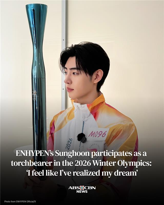 ENHA’s ICE PRINCE ❄️👑

ENHYPEN's Sunghoon, who's also a former figure skater, shared his realizations as he took part in the torch relay in the 2026 Milan-Cortina Winter Olympics.

Read: abs-cbn.com/entertainment/……