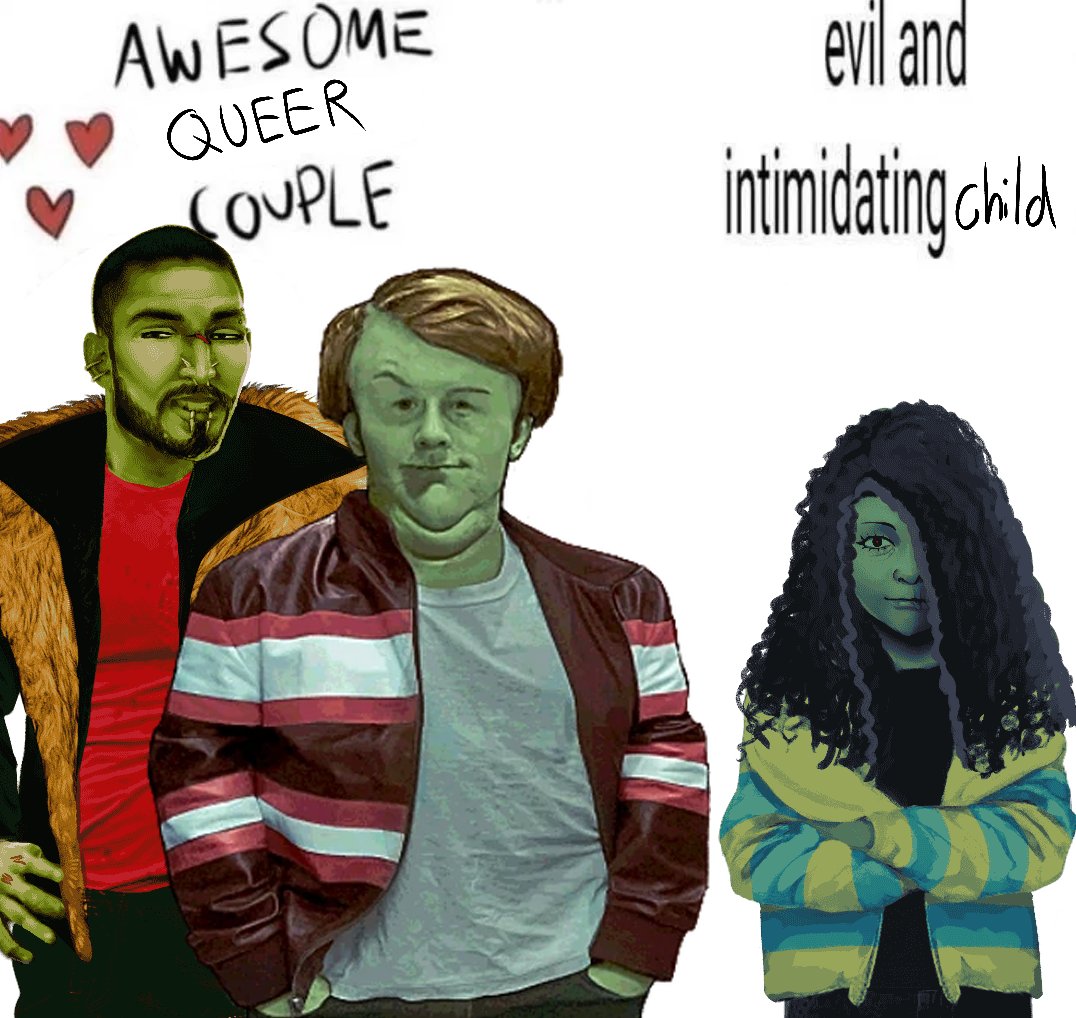 anxietyfluffy_'s tweet image. an oc x canon ninah doodle plus a meme i made involving both my ninah ocs GFUEWYG #ninah #noimnotahuman #collegedropout