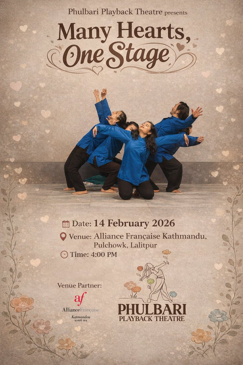 GunjanDixit's tweet photo. Friends, Phulbari playback theatre group is doing a show @ AFK next Saturday! This is a gathering for the month of love, where love is understood in all its forms, what love means to each of us. Pls join us in celebrating love through real stories, shared presence, and community! https://t.co/unFmuvQk3j