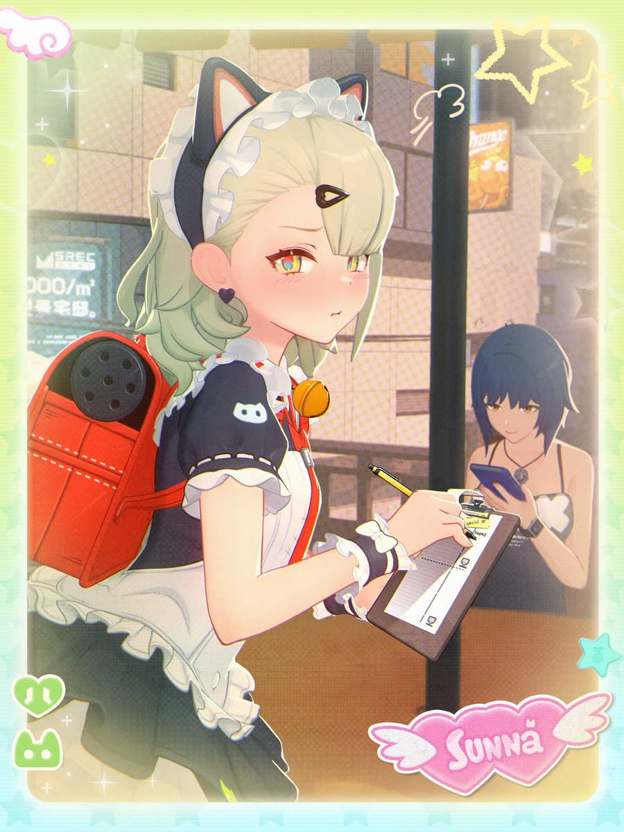 🖤
Sunna's been practicing real hard on this 'customer service spell' — and she's finally got it out smoothly!
Sunna's working hard, so she needs all you Delulus to support her~ (๑•́ ₃ •̀๑)
P.S. Ms. Cecilia specially prepared the outfit for her! Though Sunna was super