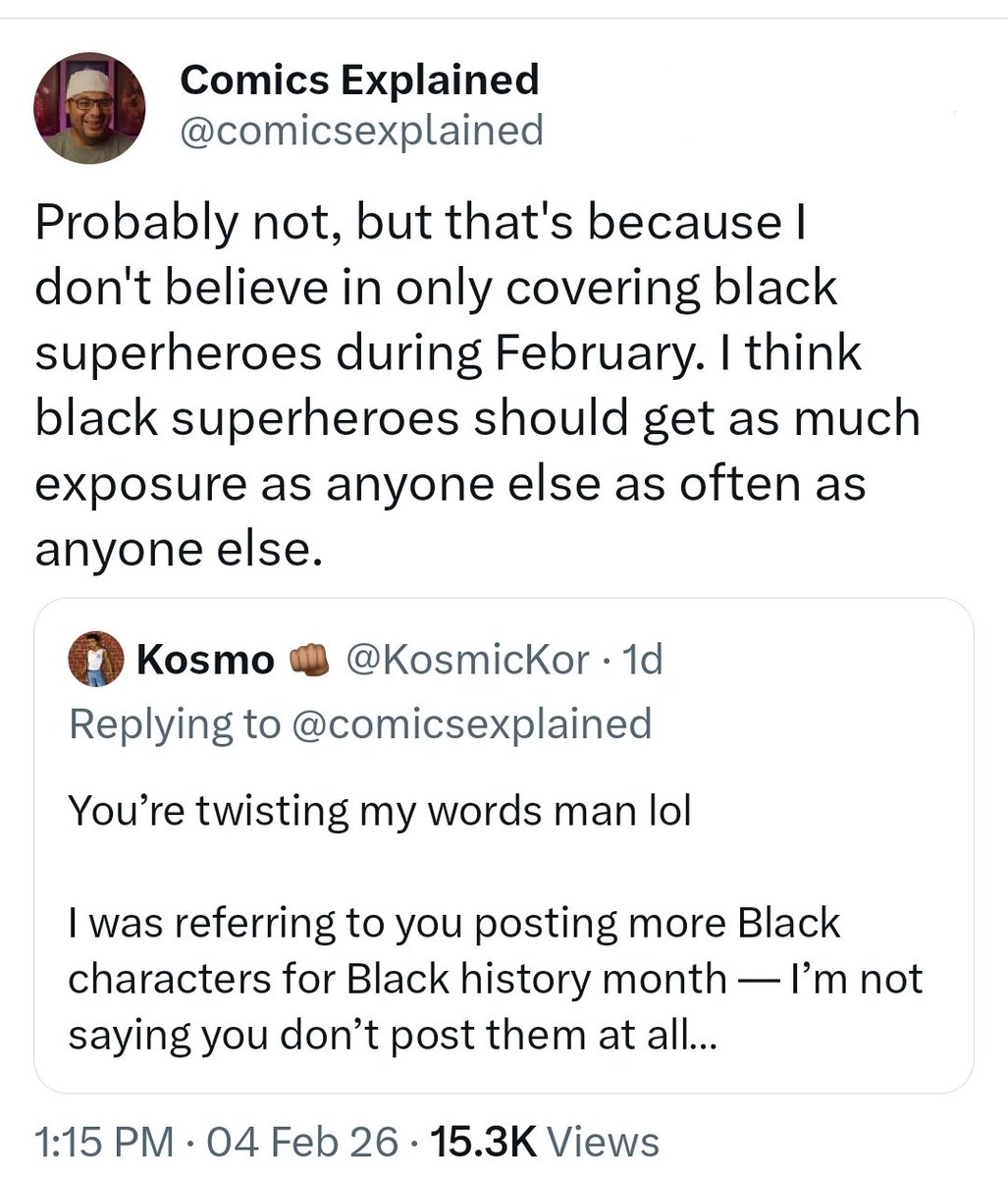 nerdyencounters's tweet photo. I just read through the @ComicsExplained bullshit:  1.  Buddy ass was wrong for  subtweeting Rob calling him a 🦝
2. However Rob IMMEDIATELY exposed himself as NOT in touch with ANY semblance of Blackness AT ALL. Even saying he "refuses to be a mouthpiece for Black politics" https://t.co/rrN7zXMFo9