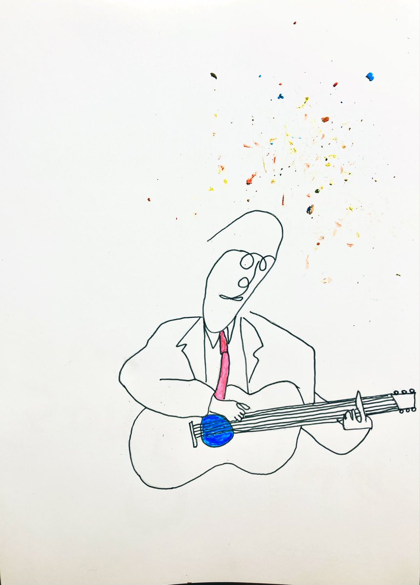 明日は新しく描いた絵もイルプルセレクトさんに持って行こうと思います。これはアイデアが生まれたギタリスト