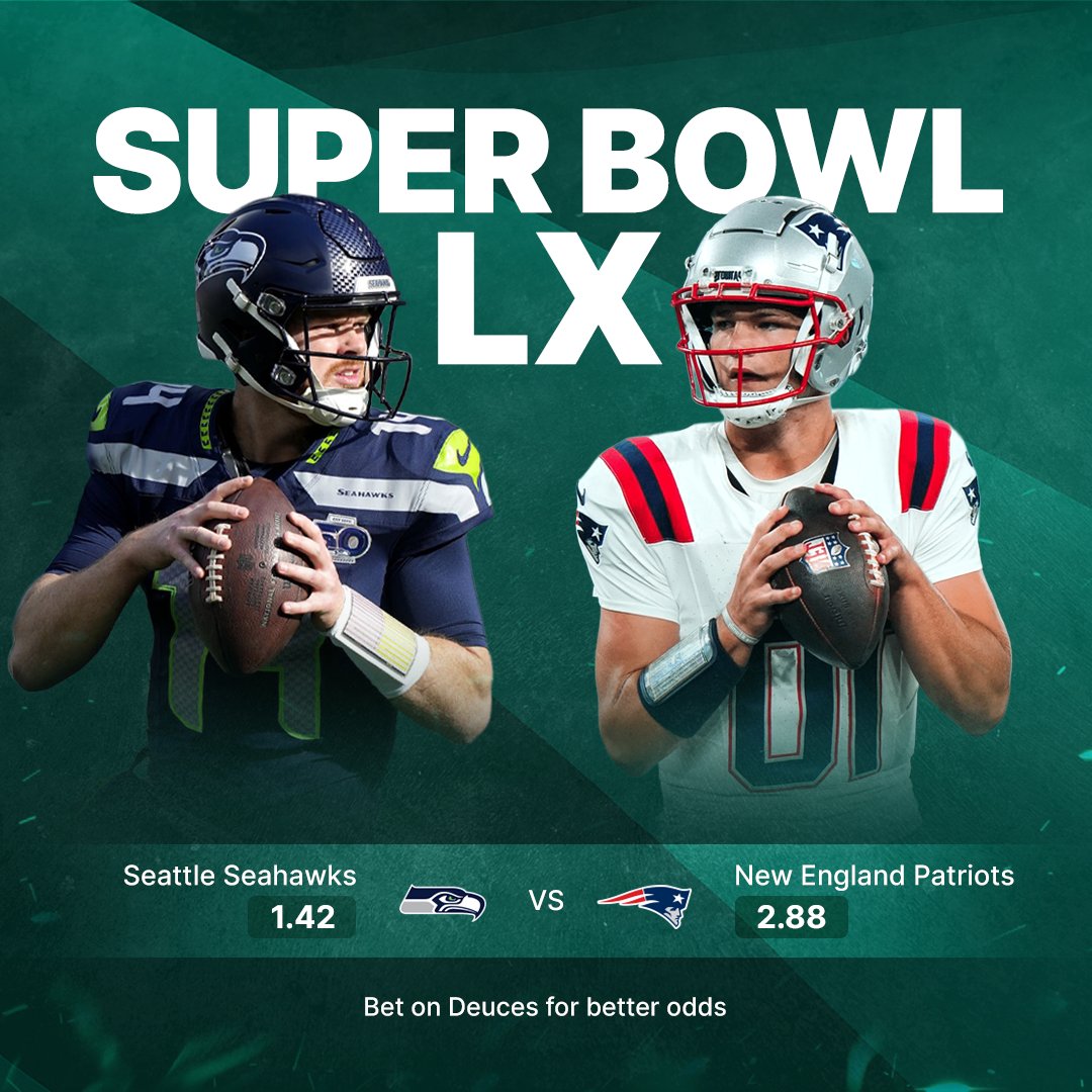 🏈 SUPER BOWL LX 🏆
Seattle Seahawks faces New England Patriots

Predict the score for both teams! if your prediction is correct, you could win $100.

Winners announced after the game!