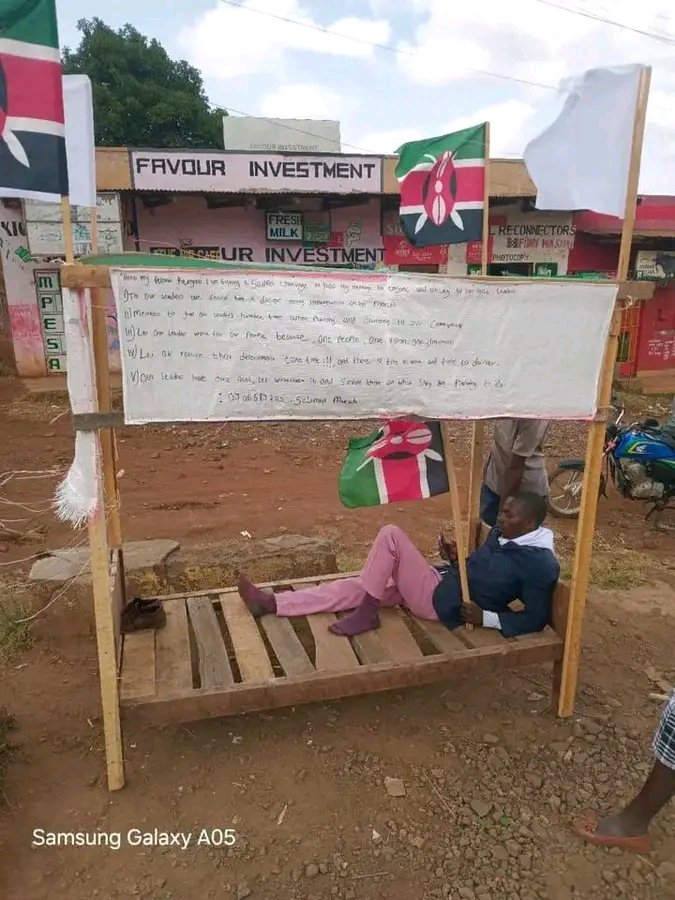 Upus

Junior from Buuri, Meru County has started a #BedChallenge calling on Kenyans to allow public leaders time &amp; space to work without constant pressure.

The bed symbolizes rest, unity &amp; peace. Jnr believes that with peace and unity, meaningful development can happen in Kenya.