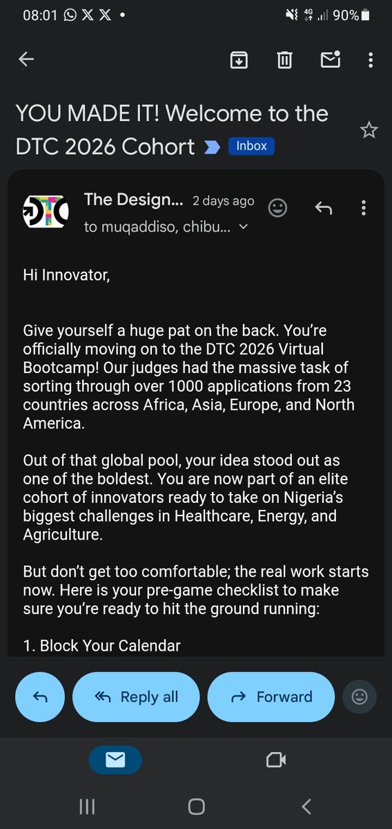 I am honored to be Selected for the #DTC2026 Virtual Bootcamp! 🚀
Out of 1000+ applications across 23 countries, our idea made the cut.
Ready to build solutions for Nigeria’s biggest challenges. 💡🔥
#DTC2026 @DTC2026