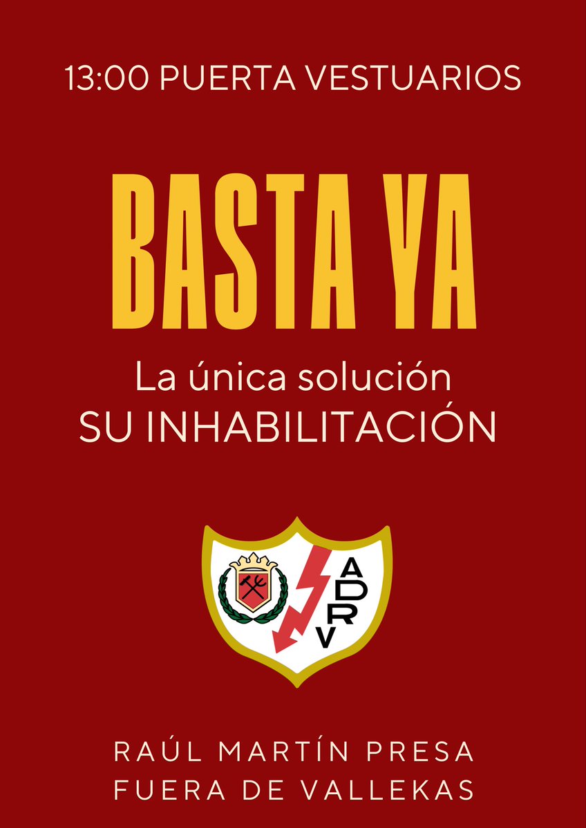 bukaneros92's tweet image. Nosotros dijimos BASTA hace mucho tiempo.

Ayer la plantilla dijo BASTA.

HOY TODO EL RAYISMO DICE BASTA.

13H PUERTA DE VESTUARIOS
